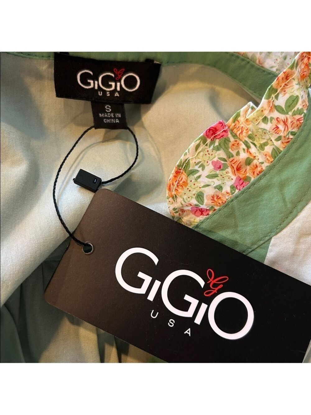 Gigio Floral Ruffle Sleeve Dress Mixed Media Mini Dress 100% Cotton Size Small - Picture 8 of 10